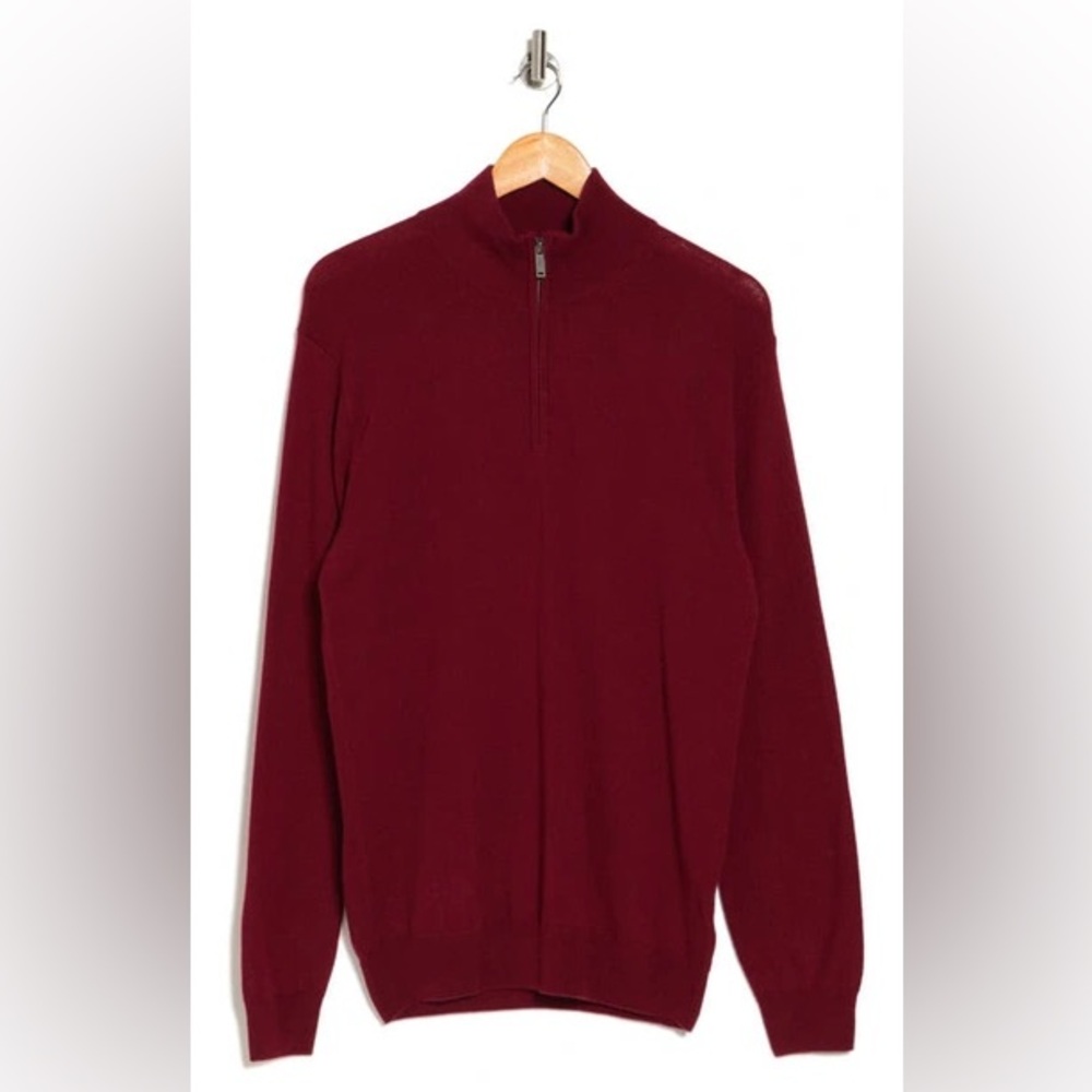 Rodd & Gunn Quarter Zip Sweater Mens L Red Wool Cashmere Blend Knit Flaw